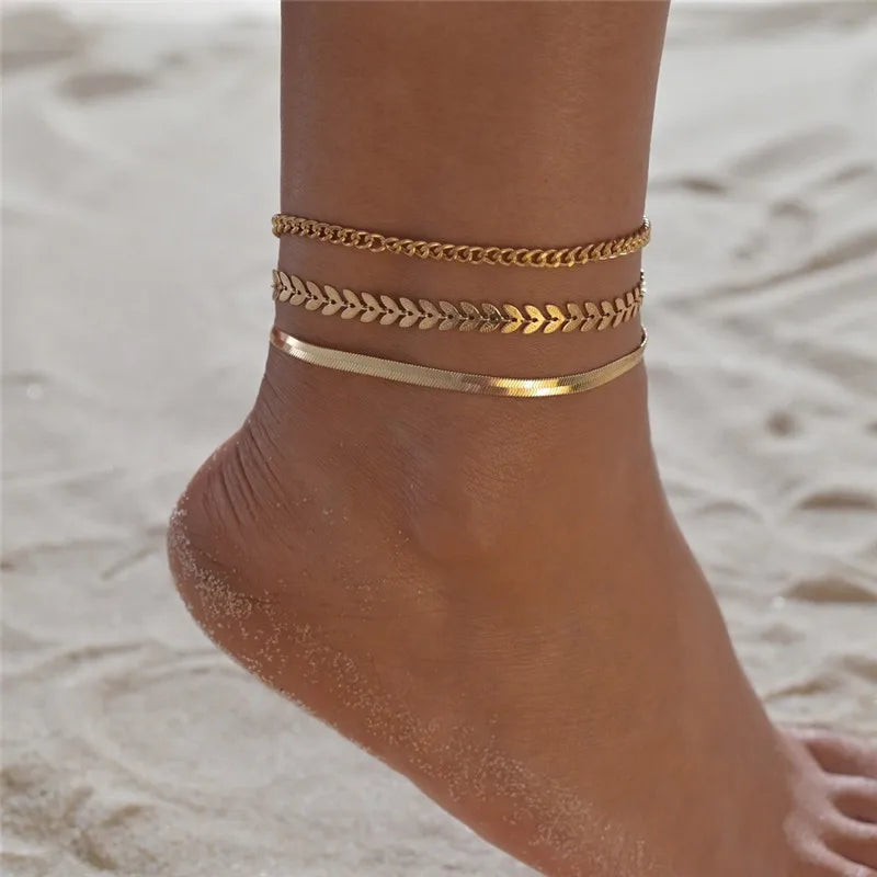 Modyle New Fashion Simple Heart Female Anklets Foot Jewelry Leg New Anklets On Foot Ankle Bracelets For Women Leg Chain Gifts  Amaijoin