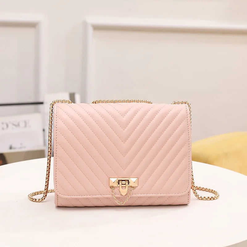 2023 trendy fashion high-end texture diamond pattern embroidered lock chain single shoulder women's bag casual crossbody bag  Amaijoin