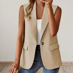 Load image into Gallery viewer, Women&#39;s Vest 2023 Sleeveless Vests Summer Waistcoat Sleeveless Business Vest Coat V-Neck Single-breasted Ladies Casual Tops Coat  Amaijoin
