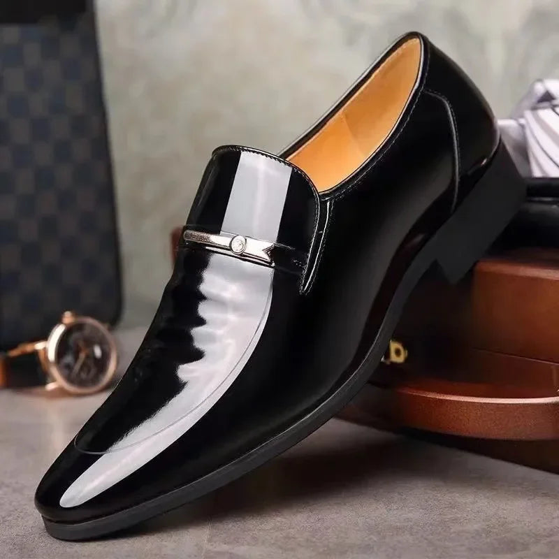 Luxury Business Oxford Leather Shoes Men Breathable Patent Leather Formal Shoes Plus Size Man Office Wedding Flats Male Black  Amaijoin