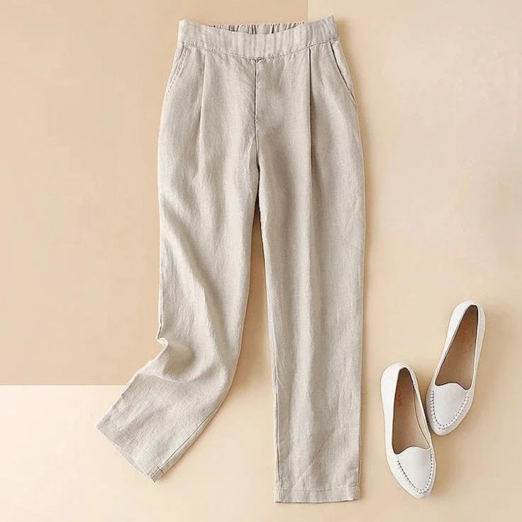 Black Women's Pants Elastic Waist Linen Trousers for Woman Clothing White Summer Nylon Outfits High Quality Korean Fashion 90s G  Amaijoin