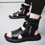 Load image into Gallery viewer, Summer Men&#39;s Shoes New Fashion Designer High Top Roman Men Sandals Genuine Leather Non-slip Outdoor Soft-soled Casual Sandals  Amaijoin
