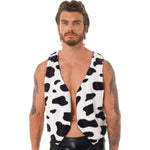 Load image into Gallery viewer, Men&#39;s Cow Print Sleeveless Open Front Coat Vest Hippie Christmas Halloween Carnival Cowboy Role Play Fancy Costumes Cow Vest  Amaijoin
