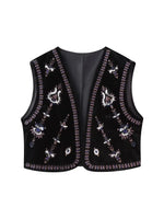 Load image into Gallery viewer, KAOPU ZA Women&#39;s Vintage beaded embroidered velvet vest top Jacket Women&#39;s casual spring vest coat  Amaijoin
