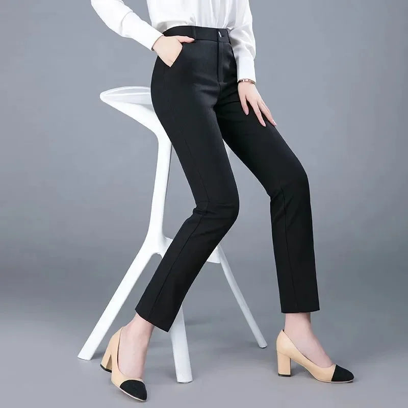 High Waist Formal Ankle Length Pants Women Casual Classic Slim Pantalones Korean Office Pencil Sweatpants Straight Suit Trousers  Amaijoin