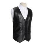 Load image into Gallery viewer, Hot Sale Mens PU Leather Vest Thick Warm Male Overcoat Plus Size safety biker Vests Outwear Fashion Waistcoat tactical vest  Amaijoin
