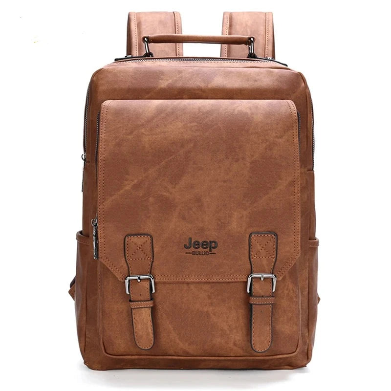 JEEP BULUO Men 15.6" Laptop School Bag Split LeatherTravel Multi Male Mochila Military Camouflage Style Waterproof Backpacks  Amaijoin