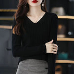 Load image into Gallery viewer, Women Sweater Long Sleeve Top Knitted Pullover V-Neck Fashion Sweater Woman Winter 2022 Basic Female Clothing Soild OL Sweaters  Amaijoin
