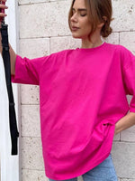 Carregue a imagem no visualizador da Galeria, Hirsionsan 100% Cotton T Shirt Women 2023 Summer New Oversized Solid Tees Casual Basic Loose Tshirt Chic O Neck Female Tops  Amaijoin
