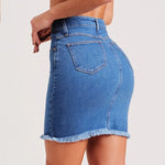 Load image into Gallery viewer, 2023 Summer New Women&#39;s Denim Short Skirt Fashion Sexy Ripped Raw Edge Jeans Mini Slim Fit Skirt S-2xl Drop Shipping  Amaijoin
