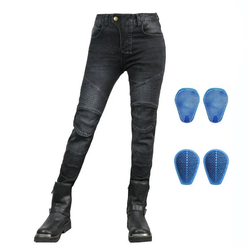 Camo Dual Spring Summer Riding Collection Women Moto Pants Classic Denim Motorcycle Female Pants Motocicleta Elastic Fit Jeans  Amaijoin