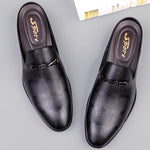 Load image into Gallery viewer, Luxury Brand Half Drag Casual Sandals Shoes Men Slippers Genuine Leather Loafers Lazy Penny Shoes High Quality Slip on Mens Shoe  Amaijoin
