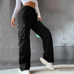 Load image into Gallery viewer, Womens Cargo Pants Elastic High Waist Wide Leg Trousers Straight Leg Joggers Outfits Baggy Wide Leg Sweatpants Oversized Pants  Amaijoin
