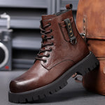 Load image into Gallery viewer, Designer&#39;s New Men&#39;s Workwear Boots Handsome Motorcycle Boots Thick Sole Mountaineering Boots Men&#39;s Genuine Leather Short Boots  Amaijoin
