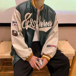 Load image into Gallery viewer, Letter Embroidery Leather Jacket Men Women Spring Motorcycle High Street Baseball Bomber Jacket Unisex Loose Varsity Coat Couple  Amaijoin
