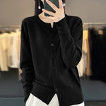 Load image into Gallery viewer, Autumn And Winter New Cashmere Cardigan Women Solid Color Sweater Loose O-Neck Knitted Cashmere Cardigan Sweater Women  Amaijoin
