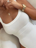 Load image into Gallery viewer, Strap Solid Bodycon Sexy Body Casual Basic White Summer Bodysuit Women Tops Sleeveless Sheer Bodysuits Jumpsuit Slim  Amaijoin
