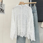 Load image into Gallery viewer, Embroidery Stereo Jacquard Gentle Blouses Single-breasted Lace Patchwork Age Reducing Blusas 2024 Spring Autumn New Chic Shirts  Amaijoin
