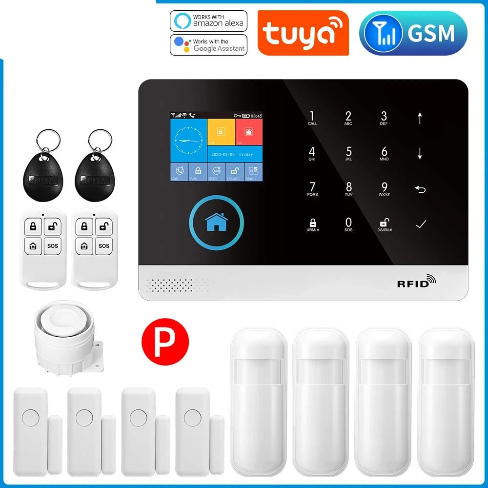 Gautone Tuya Smart Wifi Home Security Alarm System Wireless GSM Fire Alarm System Panel Smart Life App Control work with Alexa  Amaijoin