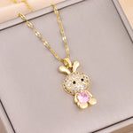 Carregue a imagem no visualizador da Galeria, New In Sparkling Sweet Sexy Zircon Crystal Rabbit Pendant Necklaces For Women Trendy Ladies Stainless Steel Neck Chain Jewelry  Amaijoin
