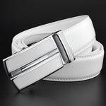 Load image into Gallery viewer, Elegant White Color Men Women Unisex Leather Belt Genuine Leather Automatic Buckle 3.5cm Width Men Waist Straps for Jeans  Amaijoin
