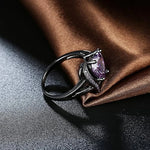 Load image into Gallery viewer, Romantic 18K Black Gold Plated Promise Band Ring Wedding Purple Heart Cubic Zirconia Rings for Women  Amaijoin
