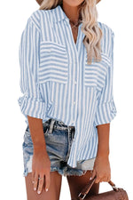 Load image into Gallery viewer, Women&#39;s Spring/Summer 2024 New Striped Single Breasted Long Sleeve Shirt Women Elegant and Youth Woman Stylish Blouse  Amaijoin
