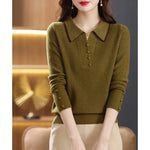 Load image into Gallery viewer, 2023 New Autumn and Winter Fashion Solid Color Contrast Knitted Bottom Shirt Temperament Commuter Button Casual Women&#39;s Sweater  Amaijoin
