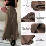 Load image into Gallery viewer, A-line Skirt Women High Waist Skirt Elegant Faux Silk Satin Skirts for Women High Waist Fishtail A-line Styles Solid Colors  Amaijoin
