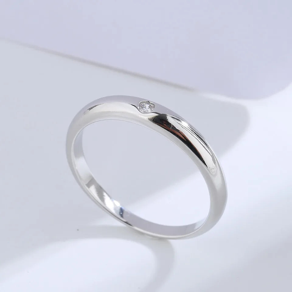 Buyee 925 Sterling Silver Thin Ring Finger Light White Zircon Ring For Woman Man Fashion Family Party Fine Jewelry Circle  Amaijoin