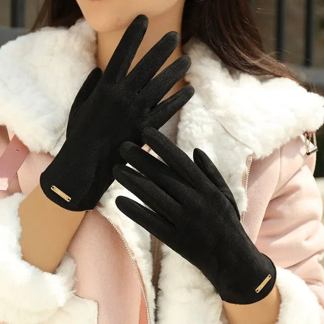 Fashion Lady Glove Mittens Women Winter Vintage Touch Screen Driving Keep Warm Windproof  Dropshiping New Grace mitaine femme  Amaijoin