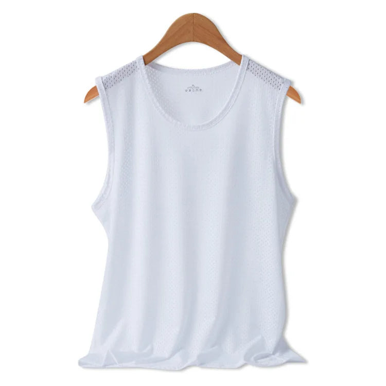 Men Vest Ice Silk Quick-drying Bodybuilding Tank Fitness Muscle Mesh Breathable Sleeveless T-Shirts Casual Sport Tops Undershirt  Amaijoin