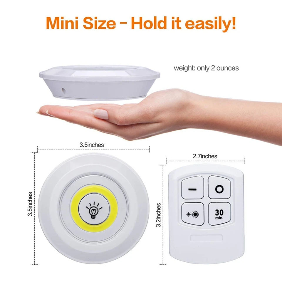 Smart Wireless Led Light Kitchen Under Furniture Dimmable Lamps Bedroom Wardrobe Lighting Round with Remote Control LED Lights  Amaijoin