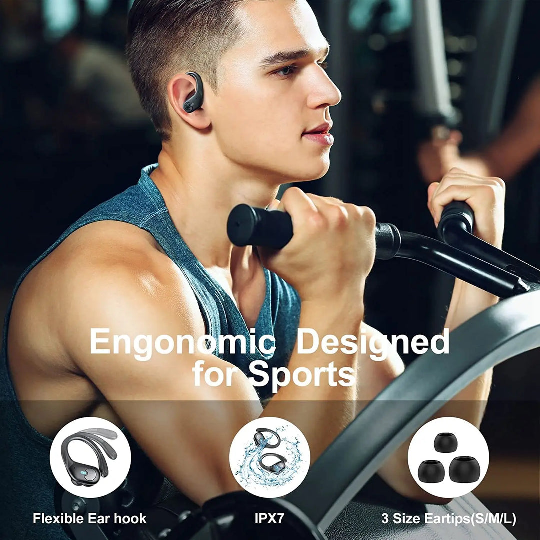 BX30 Earphones TWS Bluetooth 5.3 Wireless Sports Headphones LED Digital Display HiFi Stereo Noise Reduction Earbuds with HD Mic  Amaijoin