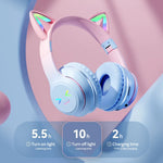 Load image into Gallery viewer, Gradient wireless Headphones RGB cute cat ear Bluetooth Earphones with microphone Stereo Music Game Earphone Girls Kids Gifts  Amaijoin
