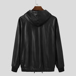 Load image into Gallery viewer, INCERUN 2023 Fashion Men Sweatshirts PU Leather Hooded Long Sleeve Hoodies Streetwear Solid Color Punk Casual Men Pullover 5XL 7  Amaijoin
