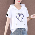 Load image into Gallery viewer, Short Sleeve Summer Thin White T-shirt Women Casual Fashion Top Loose Style Polyester Fabric Cartoon Design  Amaijoin
