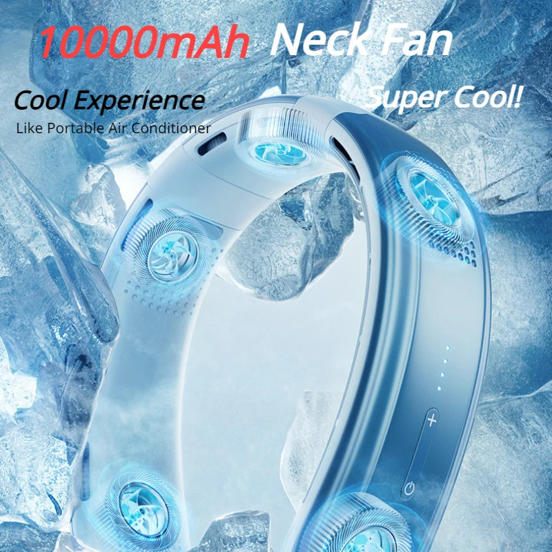 Portable Neck Fan 10000mAh Rechargeable Fan Mini 3-Speeds Large Wind Outdoor Silent Electric Ventilador for Home Camping Outdoor  Amaijoin