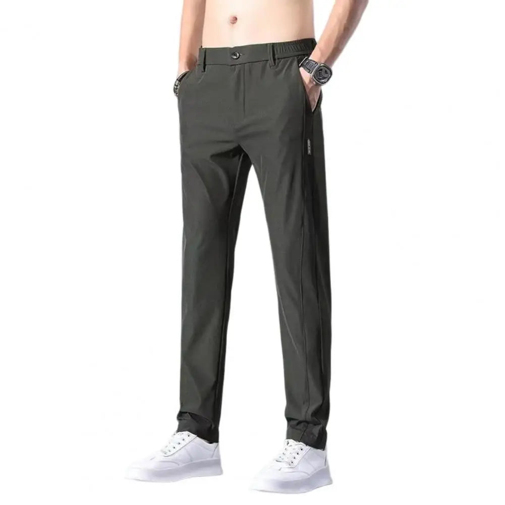 Chic Trousers Slim Fit Men Trousers Pockets Anti-wrinkle Men Summer Pants  Daily Wear  Amaijoin