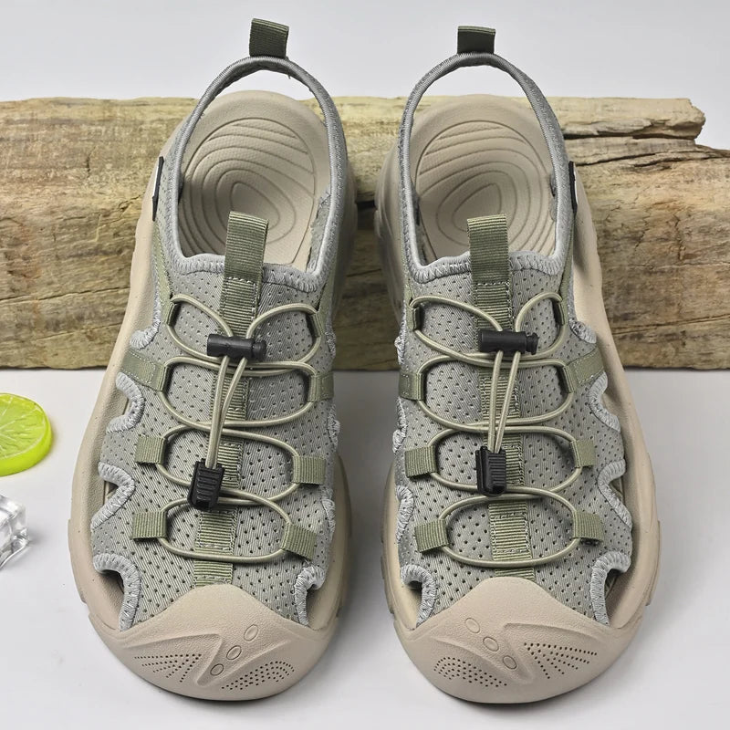 Handmade Sandals Men Breathable Summer Shoes Man Outdoor Men Sandals Antiskid Beach Sandals Hollow Shoes Collision Avoidance  Amaijoin