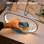 Load image into Gallery viewer, Multifunction Wireless Charger Pad Stand Clock LED Desk Lamp Night Light USB Port Fast Charging Station Dock for iPhone Samsung  Amaijoin
