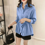 Load image into Gallery viewer, Women&#39;s Shirt 2024 Spring New Fashion Lapel Waisted Commuter Tops Shirt Solid Colour Large Size Casual Loose Blouse Shirt  Amaijoin
