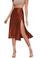 Load image into Gallery viewer, Women&#39;s Sexy Solid Thigh High Waist Swing Midi Skirt  Amaijoin
