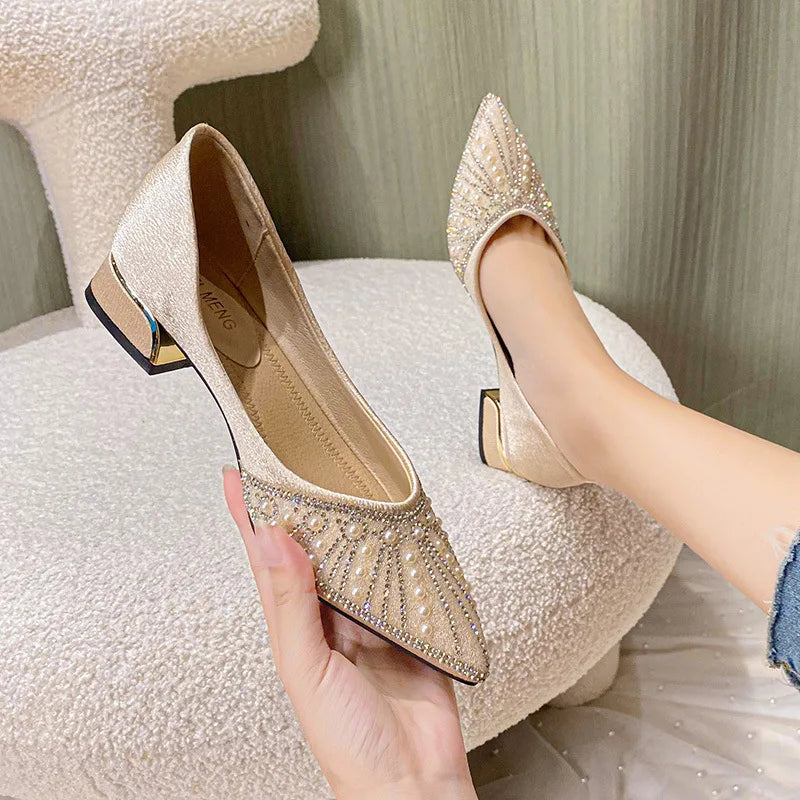 Luxury Rhinestone Women's Ballet Flats Shoes Fashion Pointed Female Casual Shoes Light Comfortable Flats Slip on Loafers Shoes  Amaijoin