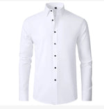 Load image into Gallery viewer, 6xl New Spring and summer  elastic force non-iron men&#39;s long-sleeved business casual shirt solid color mercerized vertical shirt  Amaijoin
