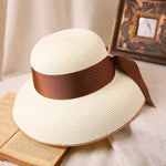 Load image into Gallery viewer, Hepburn bow ribbon sun hat women&#39;s straw hat Bucket hat color sunscreen sun hat beach hat wholesale  Amaijoin
