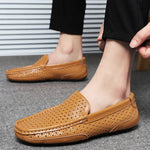 Load image into Gallery viewer, 2023 Summer Men Casual Shoes Luxury Brand Genuine Leather Mens Loafers Moccasins Hollow Out Breathable Slip on Driving Shoes  Amaijoin
