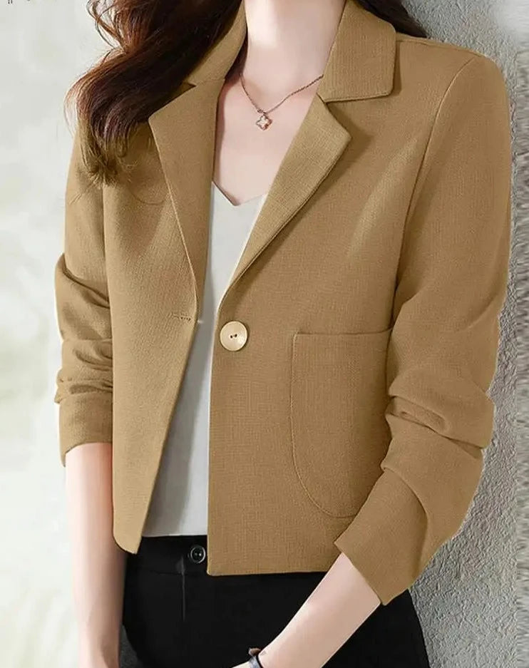 ZANZEA Stylish Women OL Work Blazer Autumn Elegant Office Lady Suits Blazer Casual Solid Crop Top Lapel Neck Long Sleeve Outwear  Amaijoin