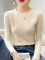 Load image into Gallery viewer, Fashion Ribbed Women Sweater Knitted Soft Pullovers Jumpers Basic Solid Soft Long Sleeve Sweaters For Women Autumn Winter Tops  Amaijoin
