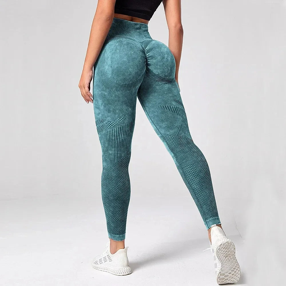 2023 Women Leggings Washing Yoga pants Bubble Butt Push Up Fitness Legging High Waist Scrunch Tight Mujer Gym Seamless Legging  Amaijoin